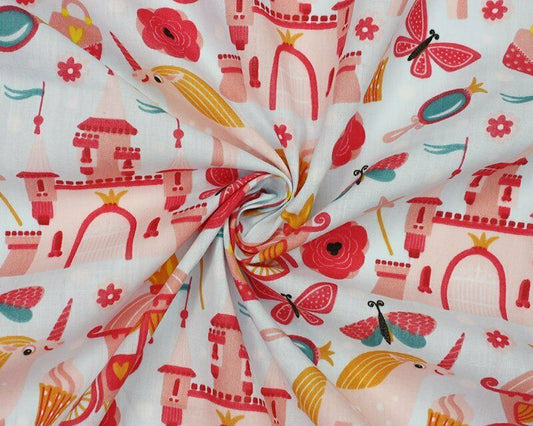 Princess Kingdom Light Sky Polycotton Children Fabric - Home - Crafts