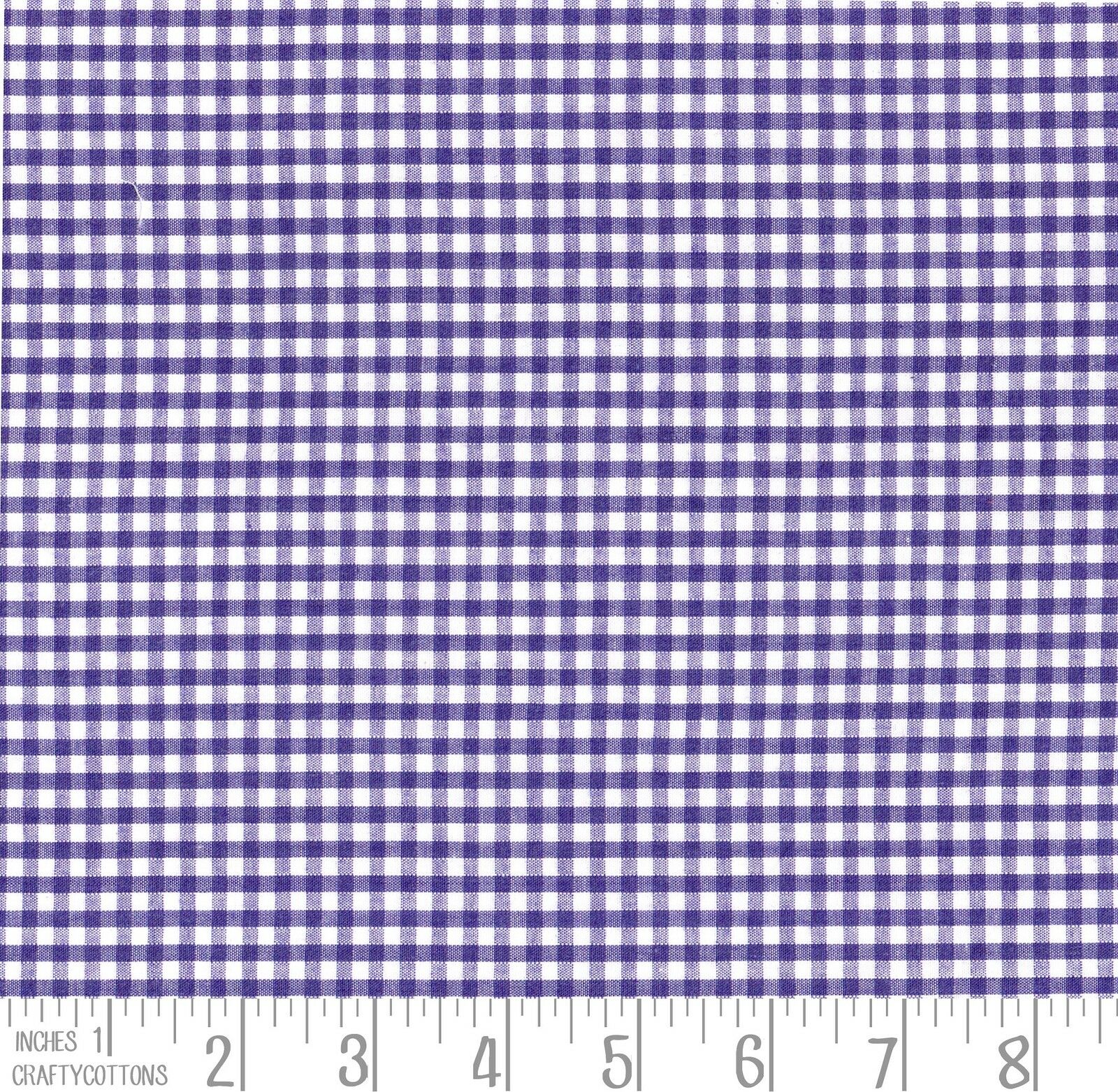 Purple Gingham Polycotton 1/8" Checked Fabric Select Size 112cm Wide - Home - Crafts