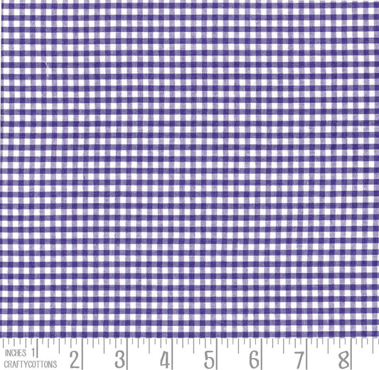 Purple Gingham Polycotton 1/8" Checked Fabric Select Size 112cm Wide - Home - Crafts