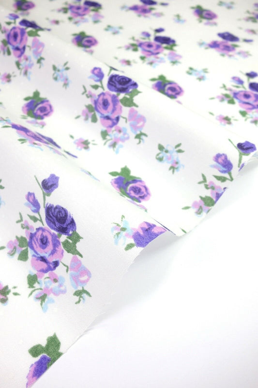Purple Roses Shabby Chic Polycotton Floral Fabric - Home - Crafts