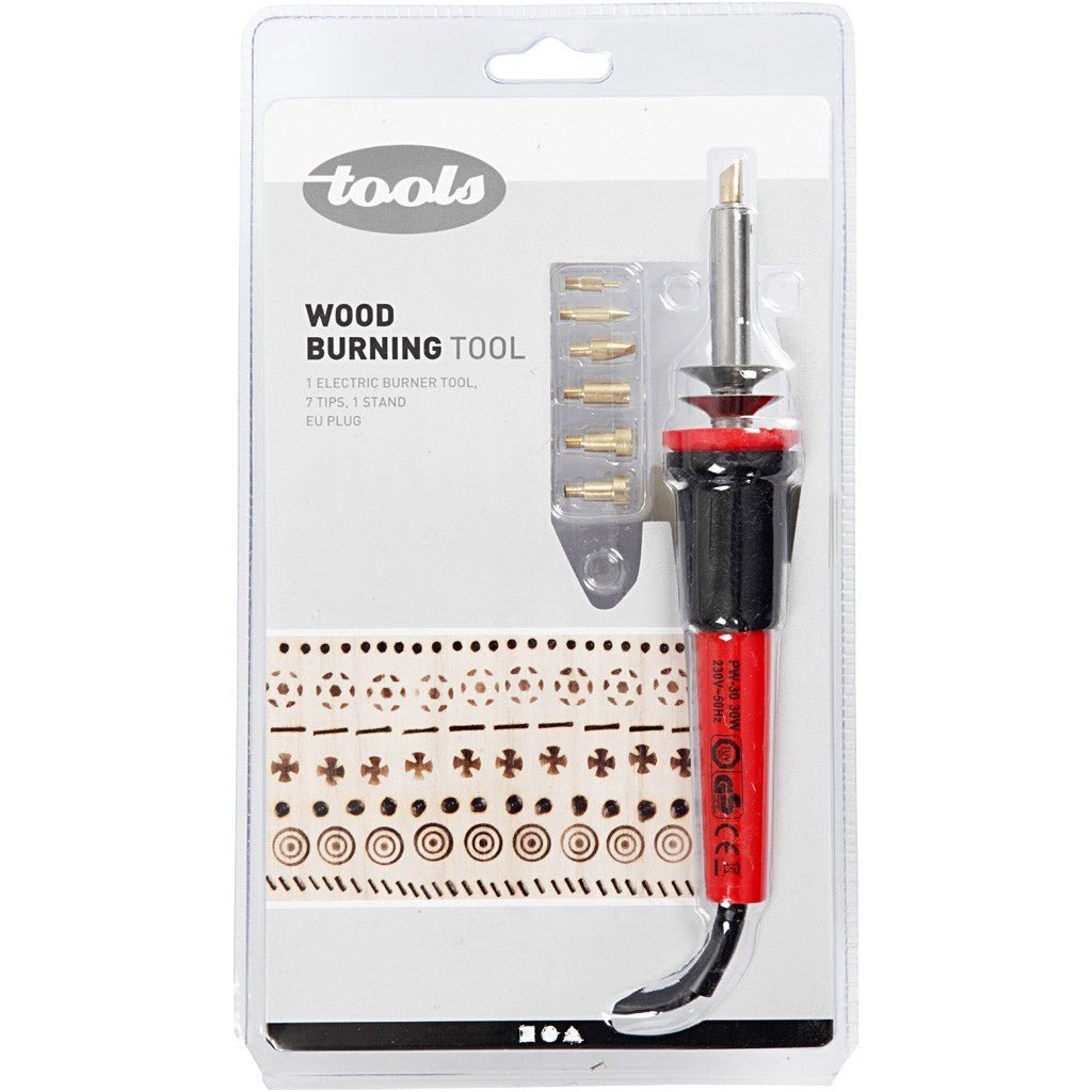 Pyrography Craft Electric Tool With Replaceable Metal Motifs Drawing Needles Kit - Home - Crafts