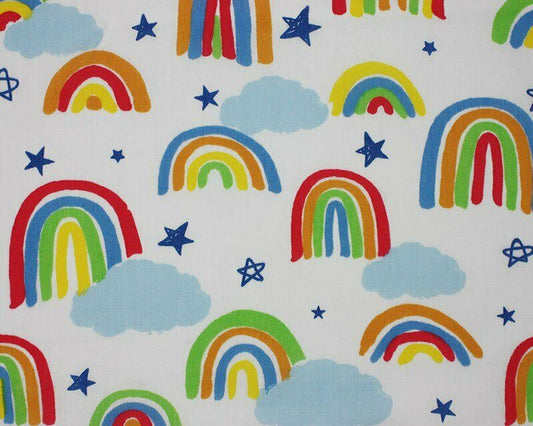 Rainbow Drawing Bright Polycotton Children Fabric - Home - Crafts