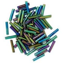 Rainbow long bugle glass beads - Home - Crafts