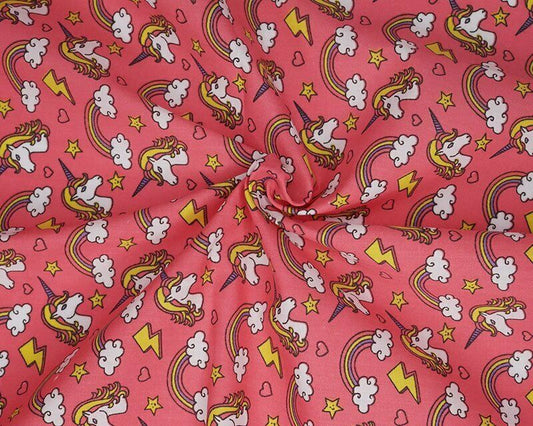 Rainbow Unicorn Candy Polycotton Children Fabric - Home - Crafts