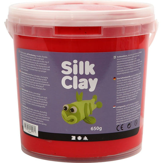 Red Colour Pliable Lightweight Modelling Compound With Plastic Bucket 650 g - Home - Crafts