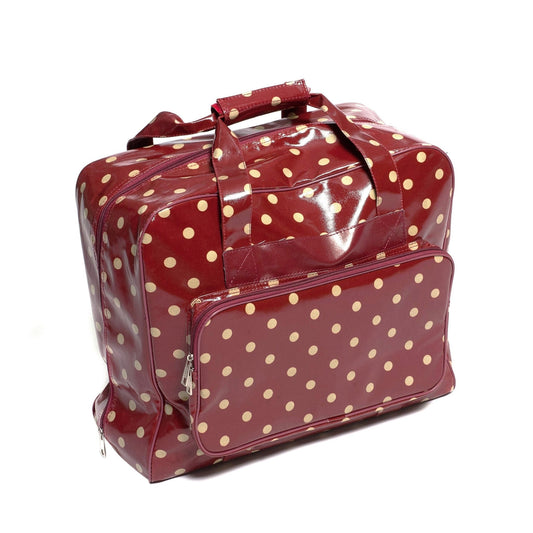 Red Polka Dotted Value PVC Sewing Machine Storage Bag With Handle Zip Up Pocket - Home - Crafts