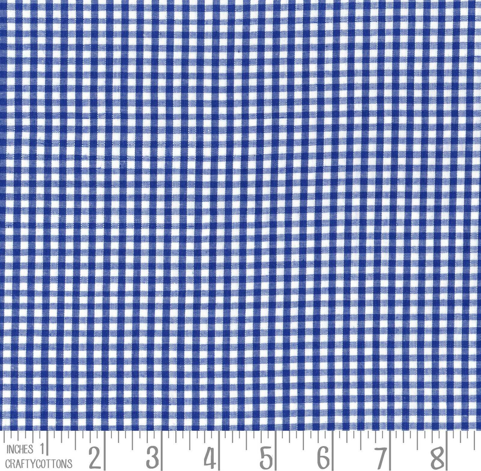 Royal Blue Gingham Polycotton 1/8" Checked Fabric Select Size 112cm Wide - Home - Crafts