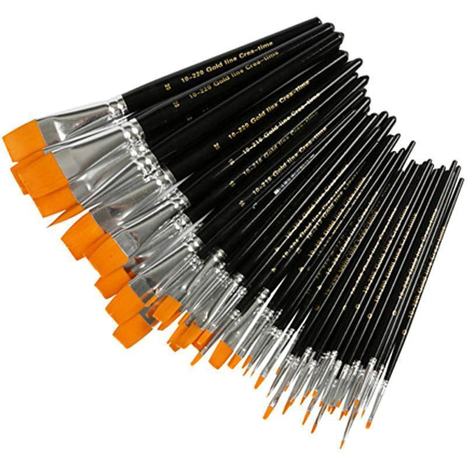 30 Gold Line Acrylic Flat Brush Set Sizes 0-20 Professional Artists Craft Tools
