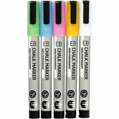 Chalk Markers Water-Based Non-Permanent Washable Line 1,2-3mm Bold Colours 5 Pieces