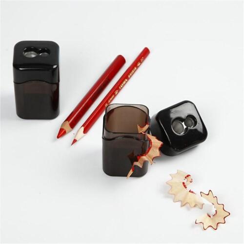 1 x Two-Hole Pencil Sharpener Stationary D:9-12 mm H:6 cm With Shaving Canister