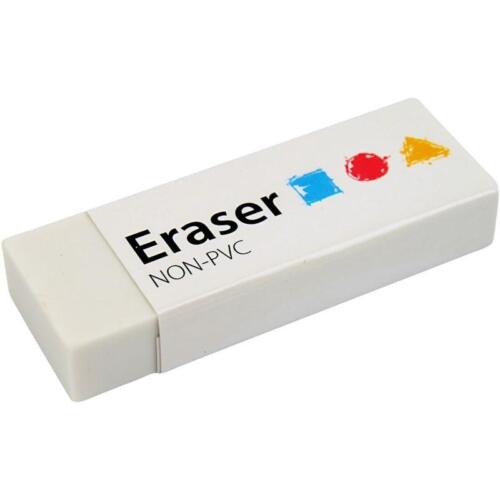 20 Flexible White Erasers Rubbers Pencils Writing School Office Bulk Wholesale