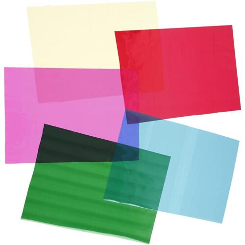 100 x A4 Sheets Transparent Cellophane 25 micron 5 Colours Wrapping Craft Card