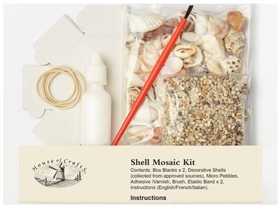 Start a Craft Shell Mosaic Kit | Instructions Varnish Sea Shells Brush MDF Frame PVA Adhesive