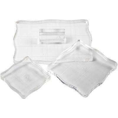 Set of 3 7/10/16cm Transparent Square Acrylic Stamp Block Clear Craft Stamping - Home - Crafts