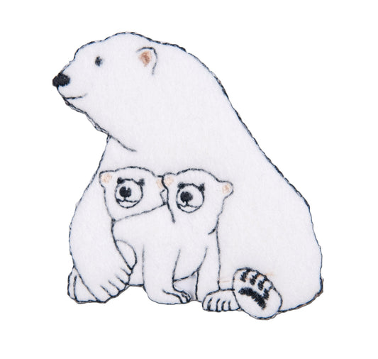 Sew On Motifs Lace Jeans Dresses Appliques Patches 6.2 cm - Polar Bear With Cubs - Home - Crafts