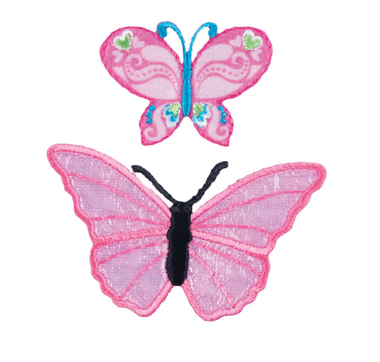 Sew On Motifs Lace Jeans Dresses Garments Appliques Patches - Pink Butterflies - Home - Crafts