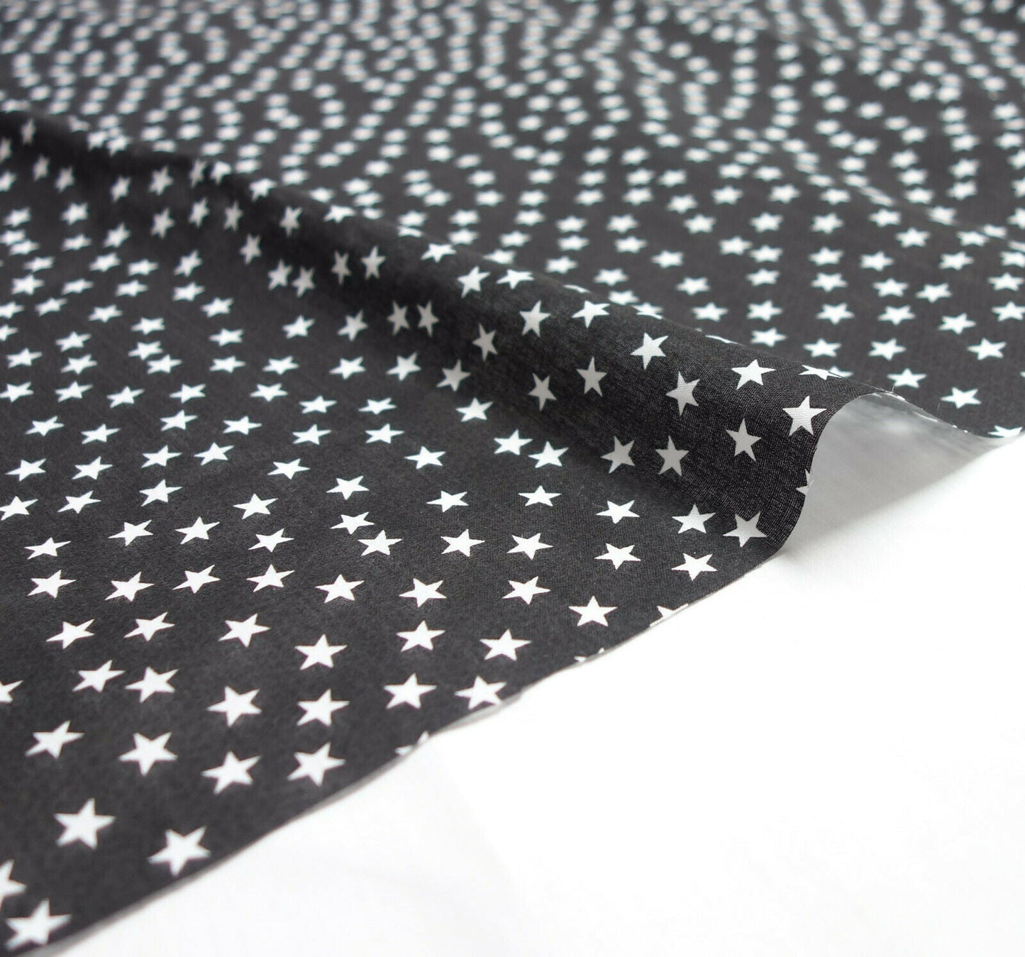Shiny Stars Black Shabby Chic Polycotton Floral Fabric Sold By Half Metre