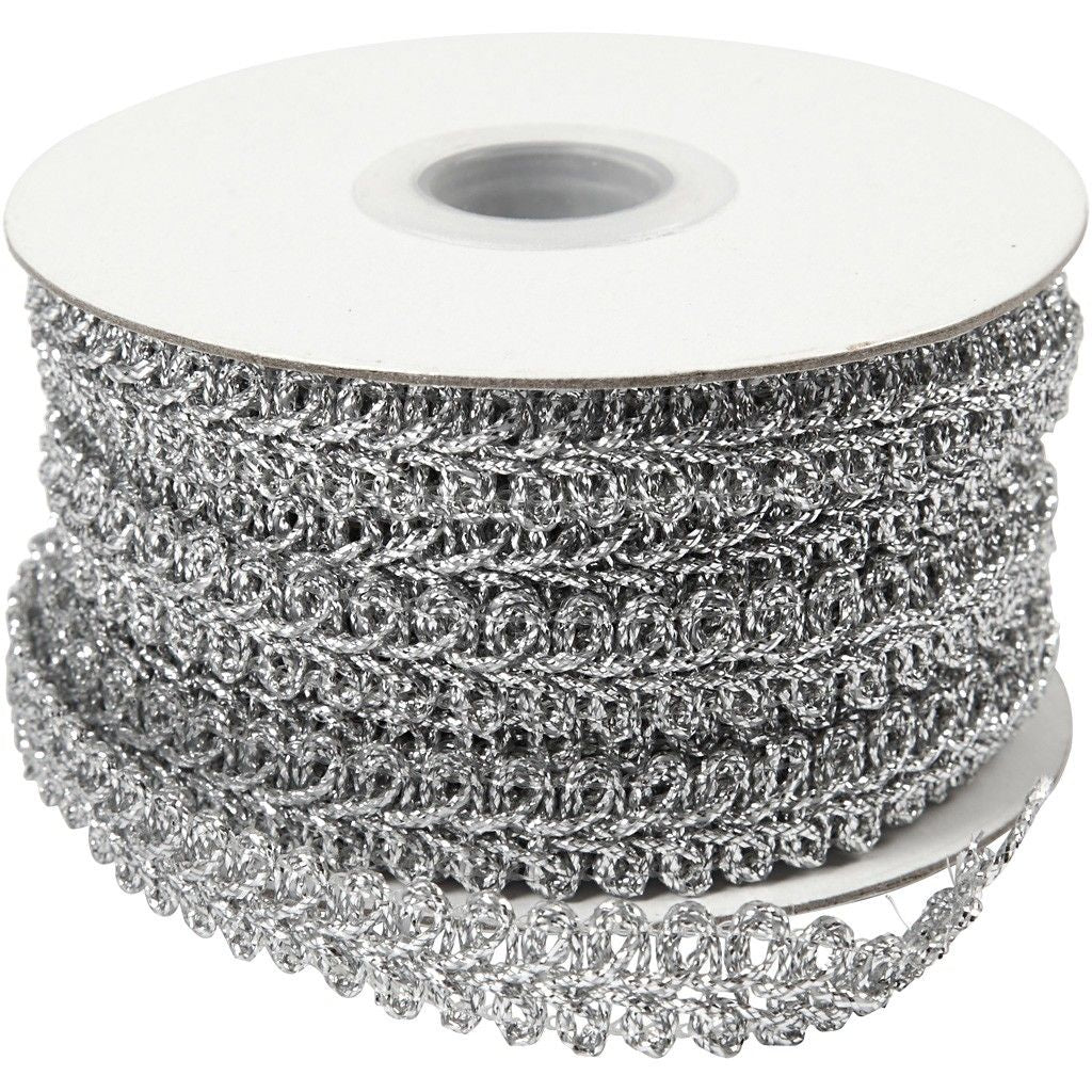 Silver Braided Metallic 10 mm Trim Ribbon Sewing Card Making Craft x 10m - Home - Crafts
