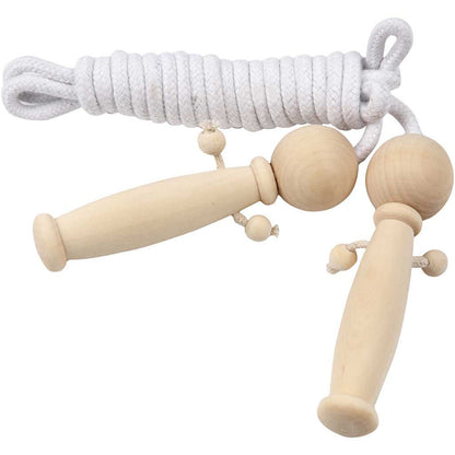 Skipping Rope With Wooden Doll Handles Sports Fitness Deocration Crafts 225cm - Home - Crafts