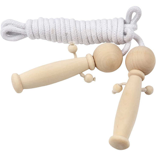 Skipping Rope With Wooden Doll Handles Sports Fitness Deocration Crafts 225cm - Home - Crafts