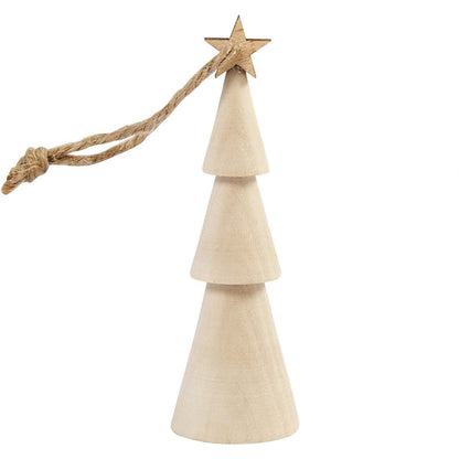 Solid Wood Christmas Tree With Star String Hanging Decoration Crafts 9 cm - Home - Crafts
