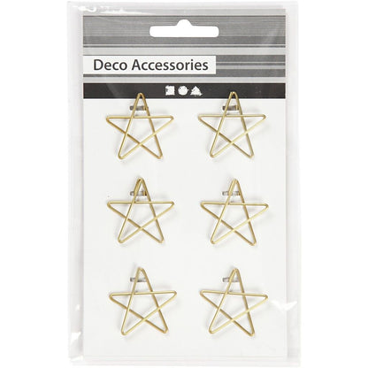 Star Shaped Metal Gold Colour Paperclips For Card Gift Decorations 30 mm x 30 mm - Home - Crafts
