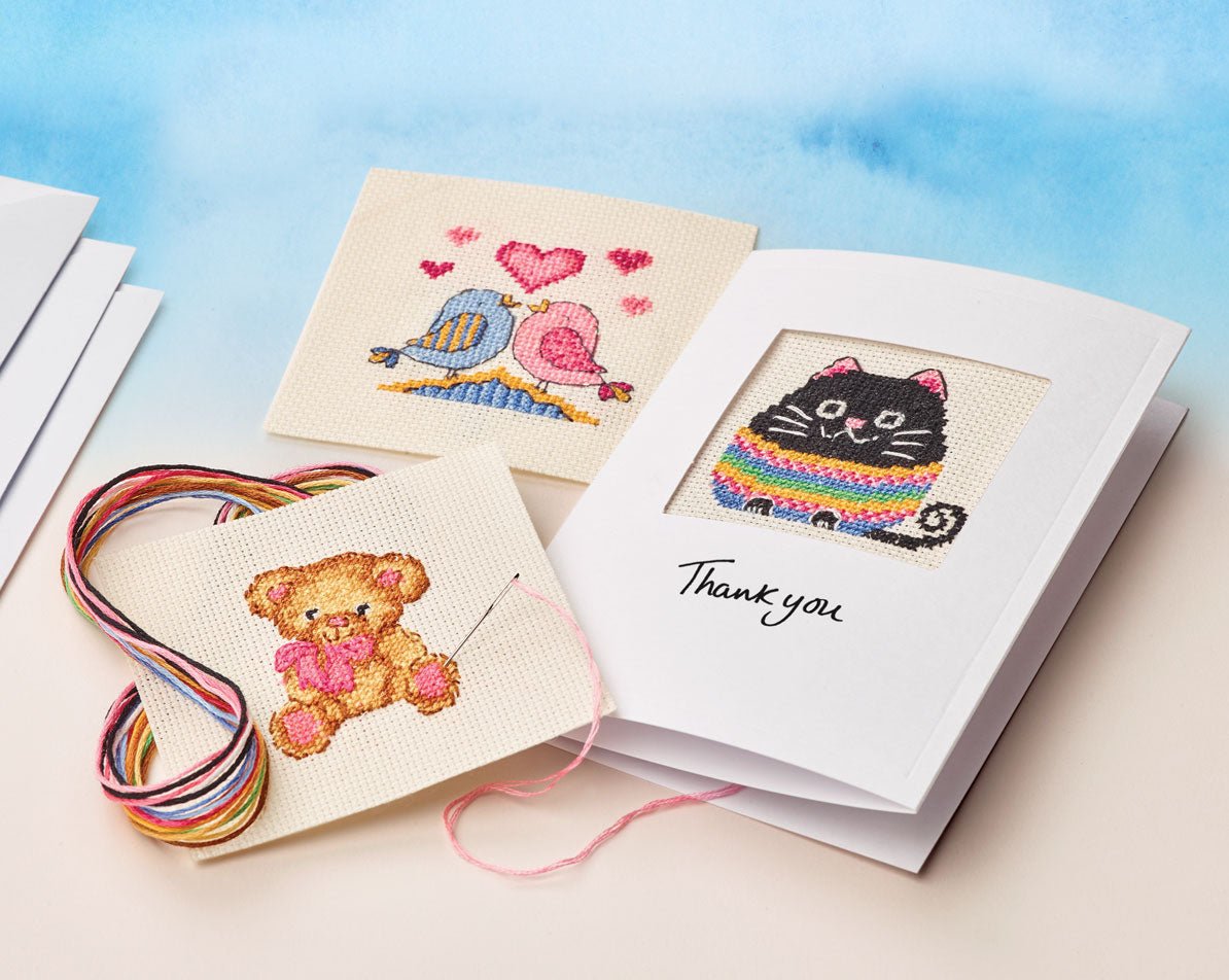 Start a Craft Cross Stitch Card Kit | Instructions Aida Fabric Stranded Cotton Tapestry Needle