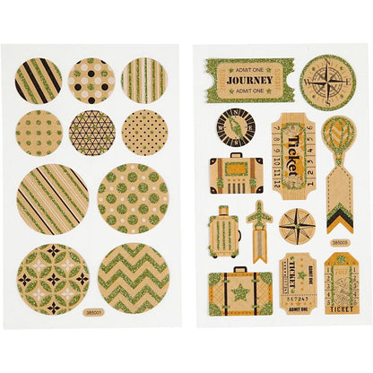 Stickers, sheet 10x16cm, bag tags and circles, 4 sheets - Home - Crafts