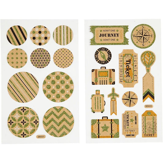 Stickers, sheet 10x16cm, bag tags and circles, 4 sheets - Home - Crafts