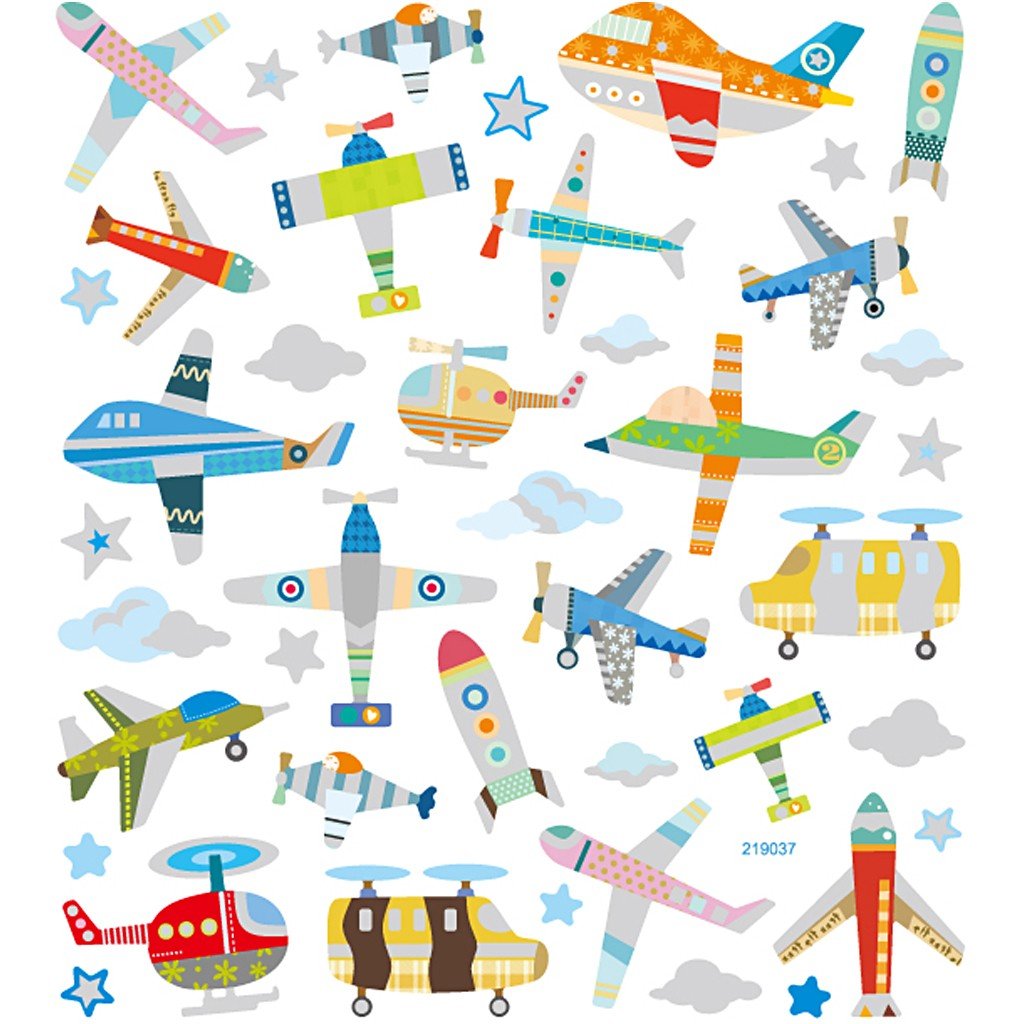 Stickers, sheet 15x16.5cm, 42 pc, air planes and helicopters, 1 sheet - Home - Crafts
