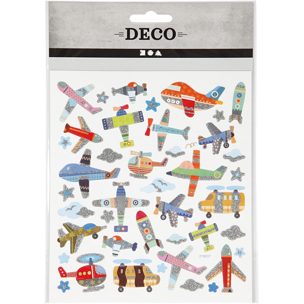 Stickers, sheet 15x16.5cm, 42 pc, air planes and helicopters, 1 sheet - Home - Crafts