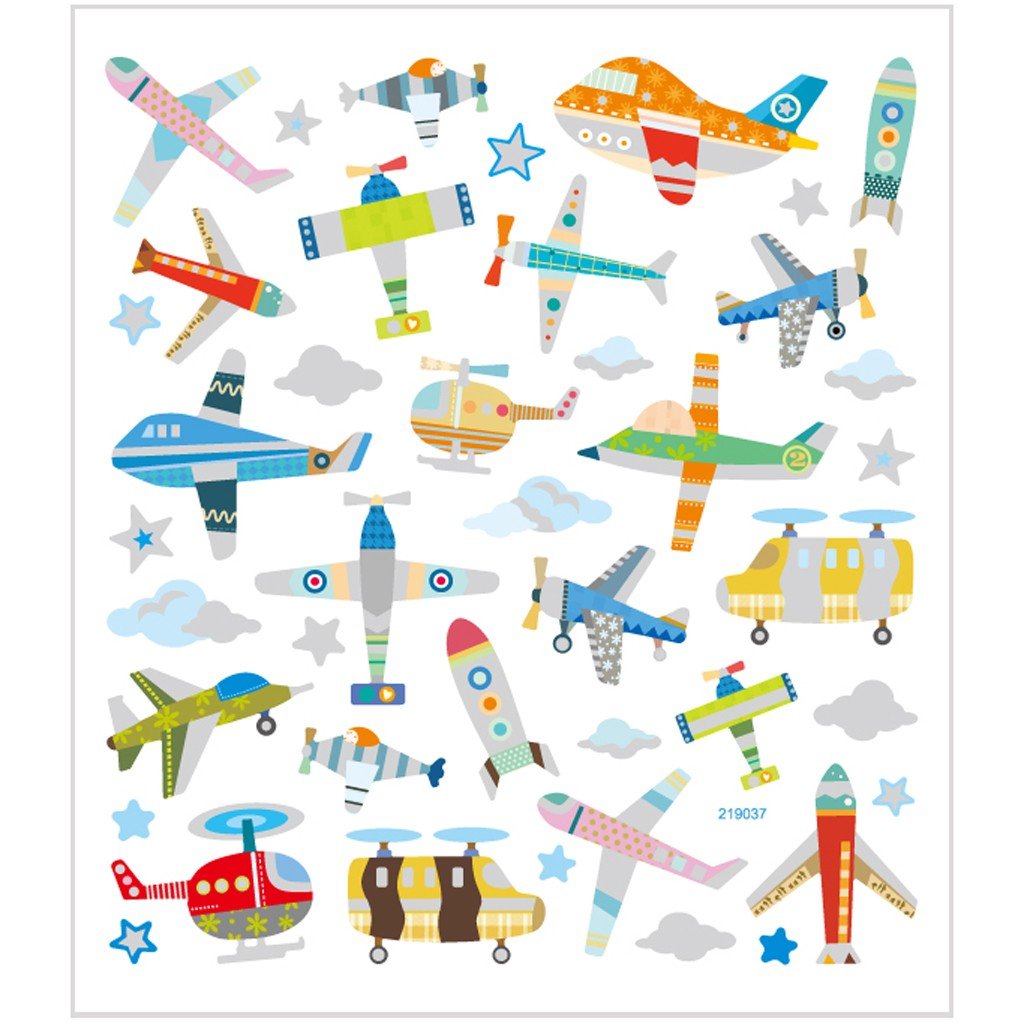 Stickers, sheet 15x16.5cm, 42 pc, air planes and helicopters, 1 sheet - Home - Crafts