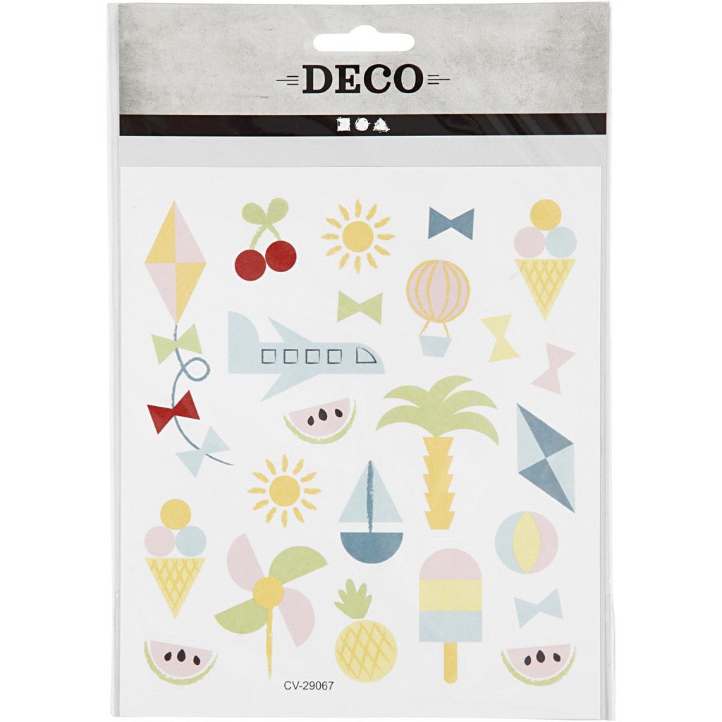 Stickers, sheet 15x16.5cm, approx. 25 pc, summer holiday, 1 sheet - Home - Crafts