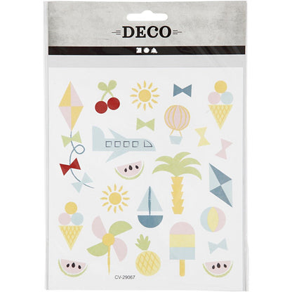 Stickers, sheet 15x16.5cm, approx. 25 pc, summer holiday, 1 sheet - Home - Crafts