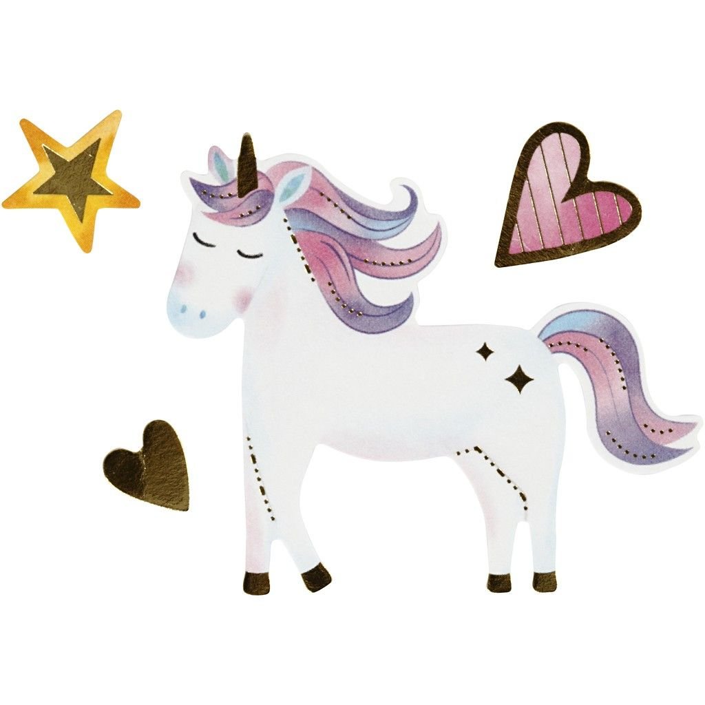 Stickers, sheet 15x16.5cm, approx. 31 pc, unicorn, 1 sheet - Home - Crafts