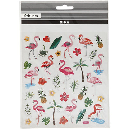 Stickers, sheet 15x16.5cm, approx. 37 pc, flamingo, 1 sheet - Home - Crafts