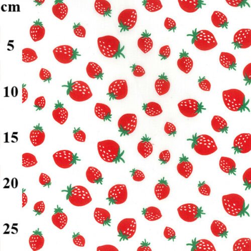 Strawberries Large White Red Polycotton Children Fabric