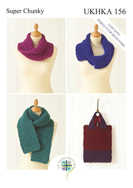Super Chunky Yarn Knitting Pattern Easy Knit Ladies Snoods Scarf Hat - Home - Crafts