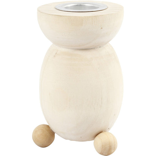 Swedish Light Wood Candlestick With Metal Holder Home Decorations Crafts H: 8.5 cm D: 5.4 cm - Home - Crafts