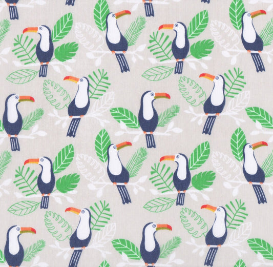 Toucans Natural Polycotton Children Fabric Choose Size - Home - Crafts