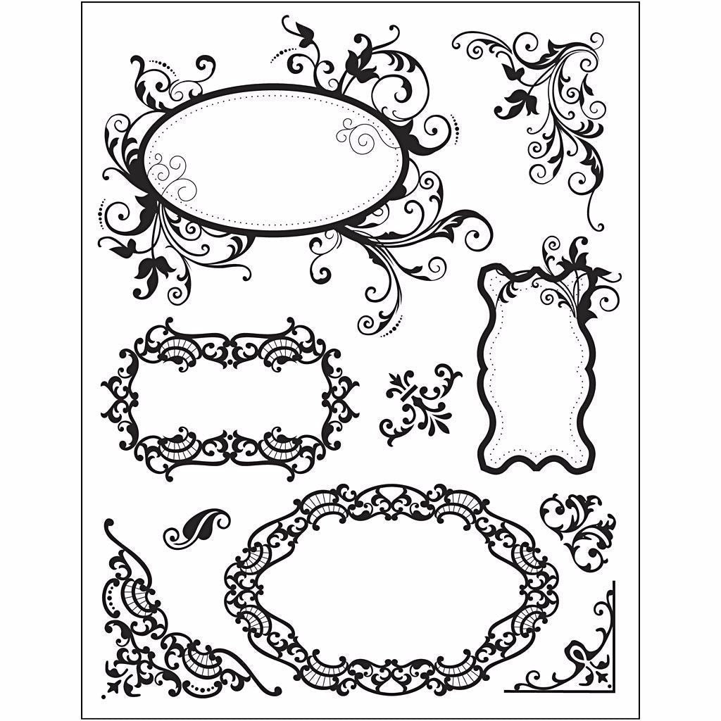 Transparent Silicone Stamp 18cm x 14cm Re - usable - Frames - Home - Crafts