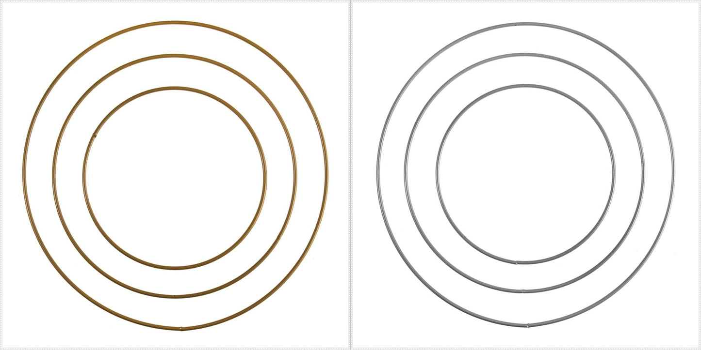 Trimits 3 Assorted Size Metal Hoops Wreath Making Macramé Crafts - Select Colour