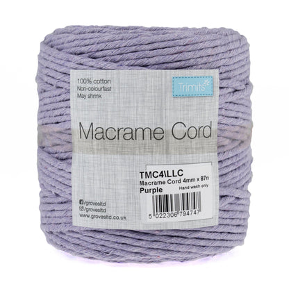 Trimits Macramé Cotton Cord Spool Jewellery Craft 87m x 4mm 0.5kg - Select Colour - Home - Crafts