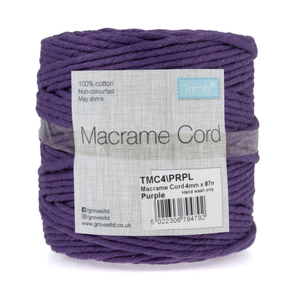 Trimits Macramé Cotton Cord Spool Jewellery Craft 87m x 4mm 0.5kg - Select Colour - Home - Crafts
