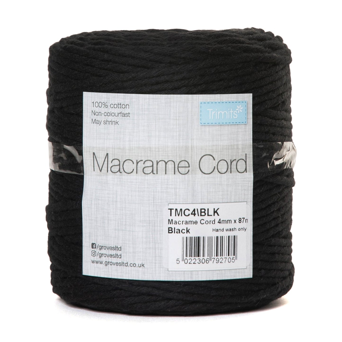 Trimits Macramé Cotton Cord Spool Jewellery Craft 87m x 4mm 0.5kg - Select Colour - Home - Crafts