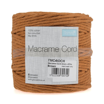 Trimits Macramé Cotton Cord Spool Jewellery Craft 87m x 4mm 0.5kg - Select Colour - Home - Crafts