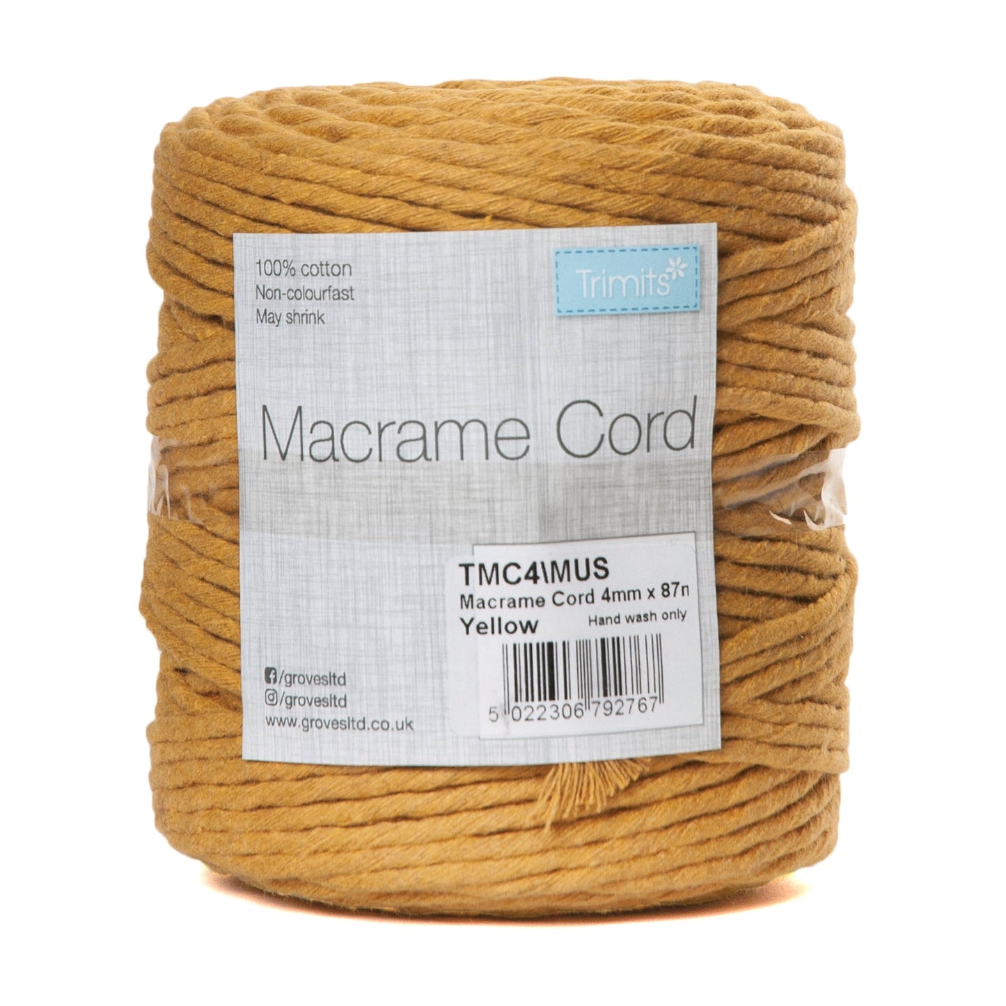 Trimits Macramé Cotton Cord Spool Jewellery Craft 87m x 4mm 0.5kg - Select Colour - Home - Crafts