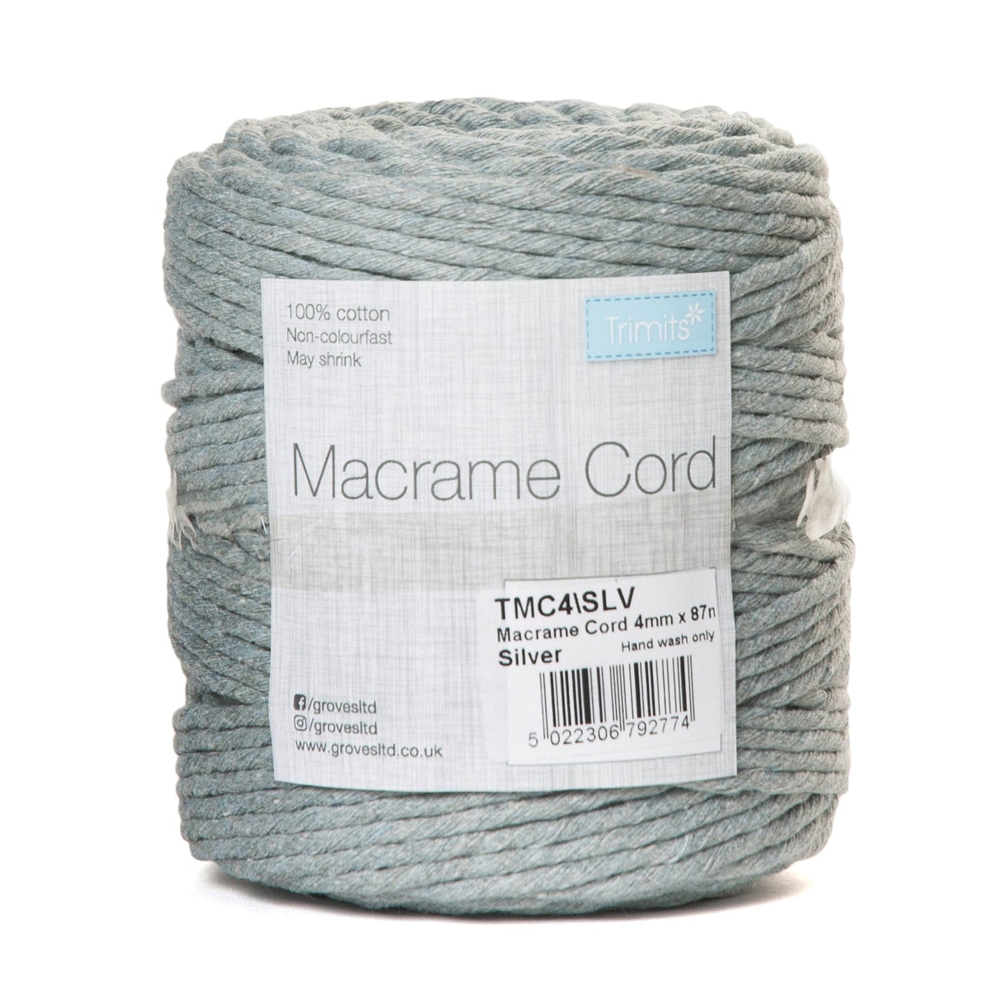Trimits Macramé Cotton Cord Spool Jewellery Craft 87m x 4mm 0.5kg - Select Colour - Home - Crafts