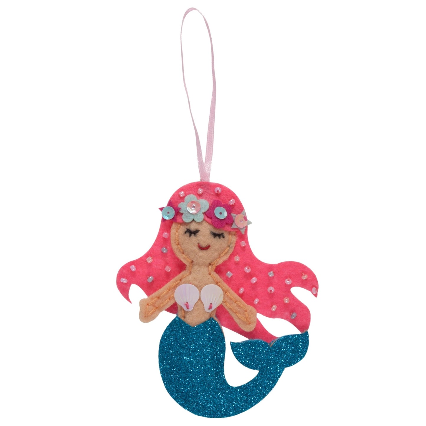 Trimits Mermaid Pre Punched Shaped Acrylic Felt Kit For Beginners 10cm x 8cm - Home - Crafts