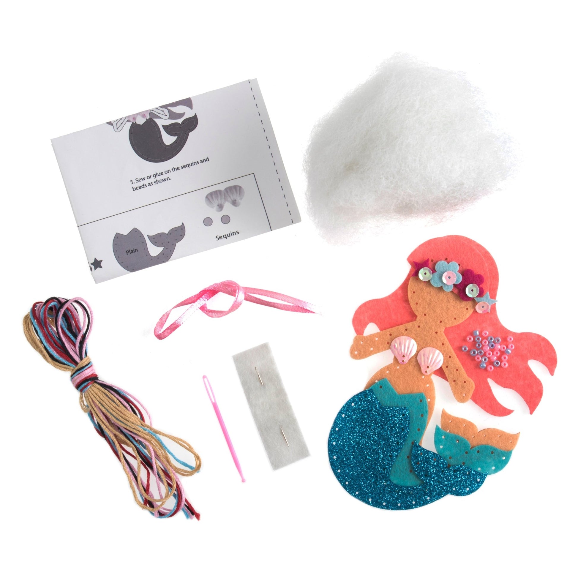 Trimits Mermaid Pre Punched Shaped Acrylic Felt Kit For Beginners 10cm x 8cm - Home - Crafts